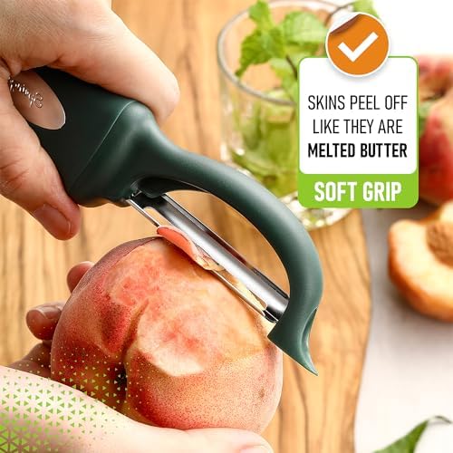 Spring Chef Potato Peeler for Kitchen with Soft Grip Handle, Pine Green - Image 6
