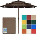 EliteShade USA 10-Year-Non-Fading 10ft 3-Tier Market Patio Umbrella, Commercial Table Umbrella with 80 Solar LED Lights, Crank Open, Windproof & UPF 50+ UV Protection for Garden, Deck, Pool, Backyard, No Tilt, Chestnut by EliteShade