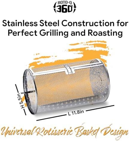 ROTO-Q 360 Cordless Rotisserie Kit w/Tumble Basket - Stainless Steel, Non-Electric - For Grills, Ovens, Smokers - Gas/Charcoal BBQ, Kamado Joe, Green Egg, Kettle - Indoor/Outdoor Use (Black) - Image 4