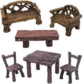6 Pieces Miniature Table and Chairs Set, Fairy Garden Furniture Bench Ornaments Kit for Dollhouse Accessories, Home Micro Landscape Decoration (Style B) by Trasfit