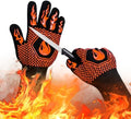 BBQ Fireproof Gloves, Grill Cut-Resistant Gloves 1472°F Heat Resistant Gloves, Non-Slip Silicone Oven Gloves, Kitchen Safe Cooking Gloves for Oven Mitts,Barbecue,Cooking, Frying,13.5 Inch-Orange by DKHDBD