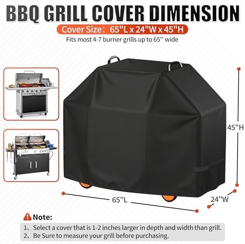 i COVER Grill Cover, 65 inch BBQ Grill Cover for Outdoor Grill, Waterproof BBQ Cover, Fade Resistant Barbecue Gas Grill Covers for Weber, Char-Broil, Nexgrill and More - Image 2