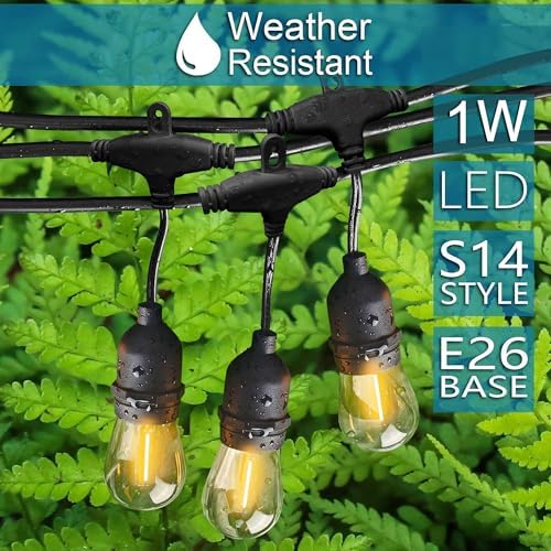 Banord 50FT Outdoor String Lights, S14 Waterproof Patio Lighting, Black - Image 3