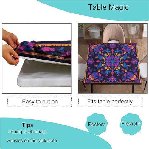 Outdoor Square Table Cloth, Mandala Madness Pattern Printed on Oilproof Foldable Dining Table Cover, Great for Restaurants Family Events, Fit for 54" x 54" Square Tables - Image 3
