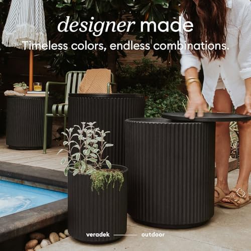 Veradek Outdoor Cooler Side Table - 2 in 1, Black, 21 inch - Image 4