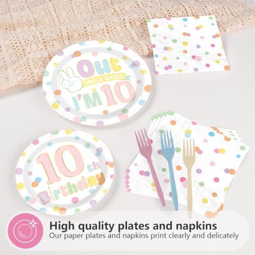 96Pcs Rainbow 10th Polka Dot Party Supplies Serves 24 - Image 3