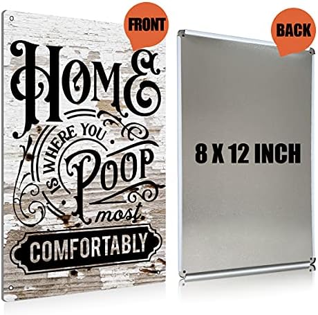 BEASTZHENG Funny Home is Where You Poop Most Comfortably Bathroom Metal Tin Sign Wall Decor - Farmhouse Bathroom Quote Tin Sign for Toilet Restroom Home Decor Gifts - Image 2
