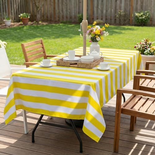 EHouseHome Outdoor Indoor 60x84 inch Rectangle Tablecloth with Umbrella Hole and Zipper, Waterproof Patio Cloths, Spring/Summer Table Covers for Backyard Circular Table/BBQs/Picnic - Image 2
