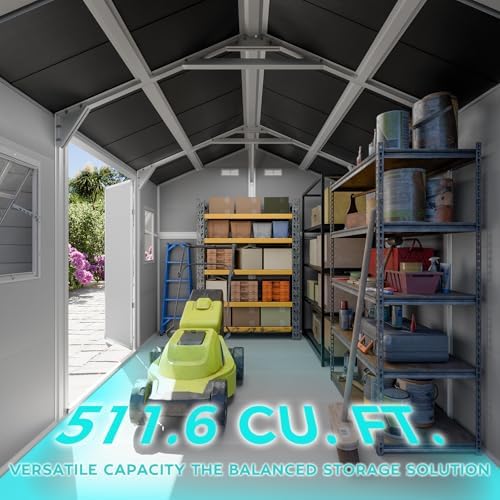 WACASA 10x8 FT Large Resin Plastic Outdoor Storage Shed with Floor - Image 2