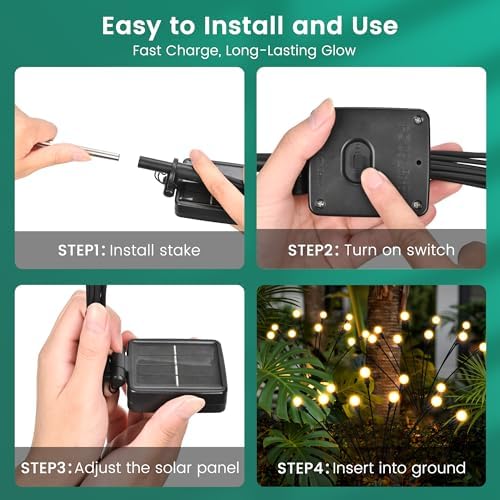 Solar Garden Lights, 4Pack 40LED Swaying Solar Lights Outdoor - Image 7