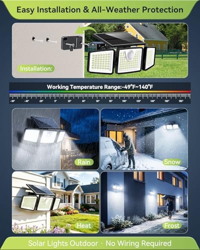 daphino 2500LM Solar Lights, Motion Sensor Outdoor Lights, 3-Head, 8 Pack - Image 6
