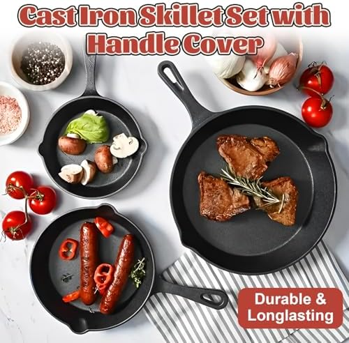 QTLCOHD 3 Pcs Cast Iron Skillet Set - Image 4