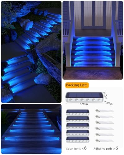 DetarZinLED Blue Solar Step Lights for Outside IP68 Waterproof Led 6 Pack - Image 6