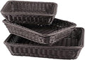 ZOENHOU 3 Packs Poly-Wicker Bread Basket, 16” 14” 12” Handmade Woven Basket, Tabletop Display Organizer Serving Baskets for Home Restaurant Hotel Food Fruit Vegetables Snacks Storage, Dark Brown by ZOENHOUDIRECT