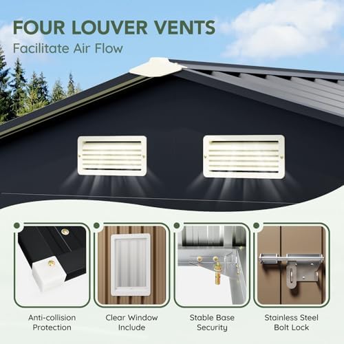 10 x 8 FT Metal Storage Shed for Backyard, Brown - Image 4