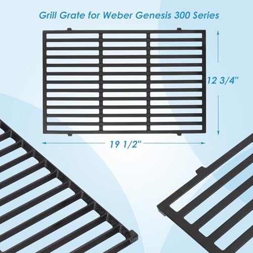 7524 7528 19.5" Grill Grates for Weber Genesis 300 Series Genesis E310 E320 E330 S310 S320 S330 EP310 EP320 EP330 for Weber Genesis 300 Grill Parts, Matte Cast Iron Cooking Grates - Image 4