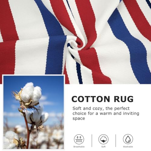 IOHOUZE Patriotic Striped Outdoor Rug 3x5, Washable, Red White Blue - Image 4
