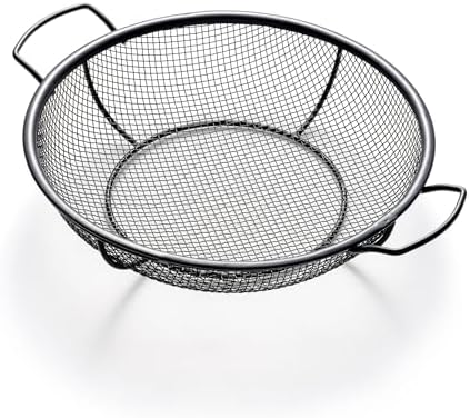 Outset Mesh Grill Roasting Basket With Handles, Non-Stick, Shallow, 12" x 15" x 3" by Outset