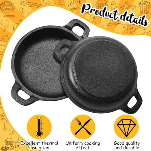 Ziliny 10 Pack Mini Cast Iron Skillets 5 x 5 x 1.3 Inch Pan Ramekin Set - Image 4