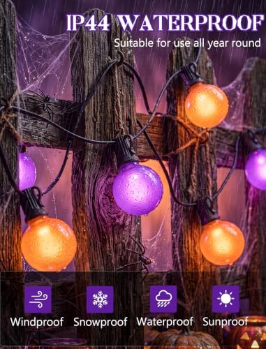 Orange and Purple Halloween Lights Outdoor, 25Ft 27 G40 Shatterproof Bulbs - Image 4