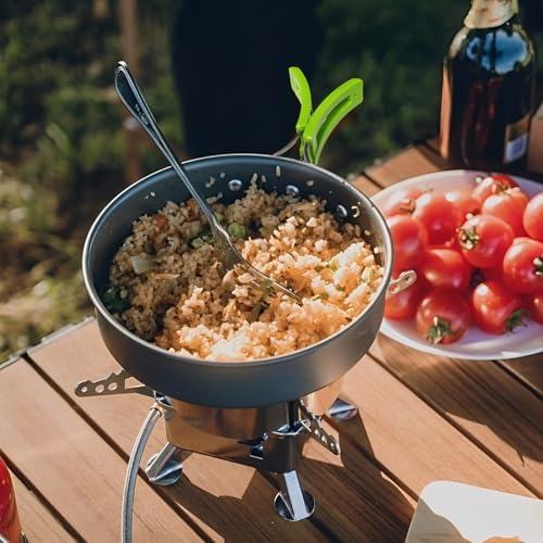 7Pcs Camping Pan Set - Backpack Cookware Pot and Pans Set, Survival Cooking Kit for Hiking, Picnic - Image 5