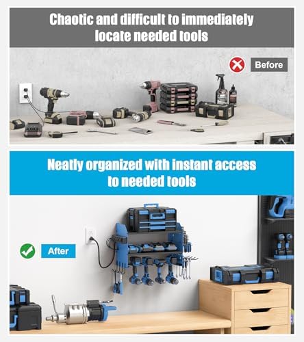 CCCEI Modular Power Tool Organizer Wall Mount with Charging, Blue, 1 Pack - Image 6