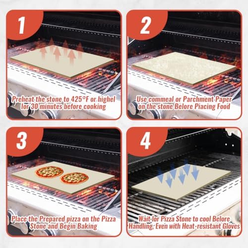 Extra Large 24 x 17 3/4 Inch Rectangular Pizza Stone for Oven and Grill - Image 4