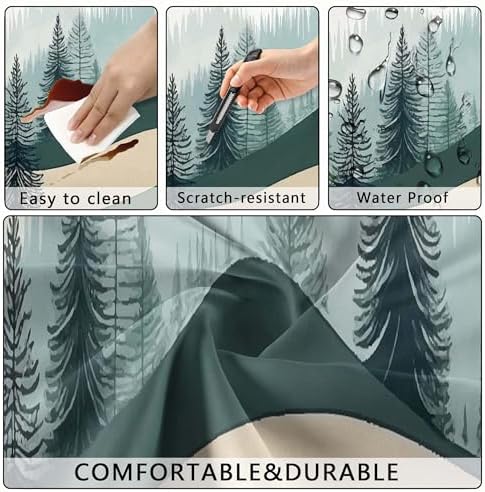 Picnic Table Cover with Bench Covers, Green Blue Camping Tablecloth Waterproof Windproof, Fitted Tablecloth Cover with Elastic Edge, for Indoor & Outdoor, Garden, Camping, 3 Pieces Set, 30x60 Inch - Image 4
