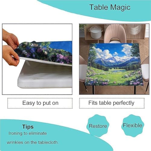Tablecloth for Card Table, Mountain Majesty Pattern Printed on Stain Resistant Farmhouse Kitchen Table Cover, Ideal for Special Occasions Holidays, Fit for 36" x 36" Square Tables - Image 3