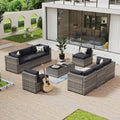 Aoxun 10 Piece Patio Furniture Set Wicker Rattan Patio Conversation Set by Aoxun