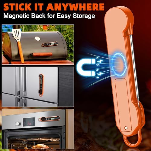 Professional Digital Meat Thermometer Instant Read Waterproof – Folding Probe Food Thermometer with Backlight & Calibration, Fast Read for BBQ, Grill, Deep Fry, Liquids, Gift for Chef (Orange) - Image 6
