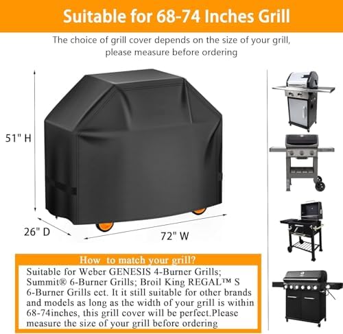 Aoretic 72-inch BBQ Gas Grill Cover for Outdoor Grills - Waterproof, Anti-UV for Weber, Char-Broil, Monument, Dyna-Glo, Nexgrill - Spun Polyester - Image 2