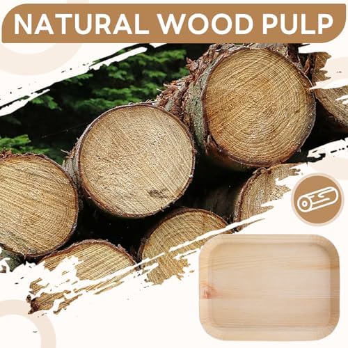 50 Pcs Wood Grain Paper Plates, 6.5 x 5 Inch Rustic Rectangle Plates Disposable Rectangular Paper Plates for Woodland Baby Shower, Camp Party, Birthday Party Supplies - Image 3