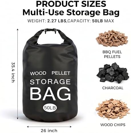 2 Pack 50LB Waterproof Pellet Storage Bags with Backpack Straps - Image 4