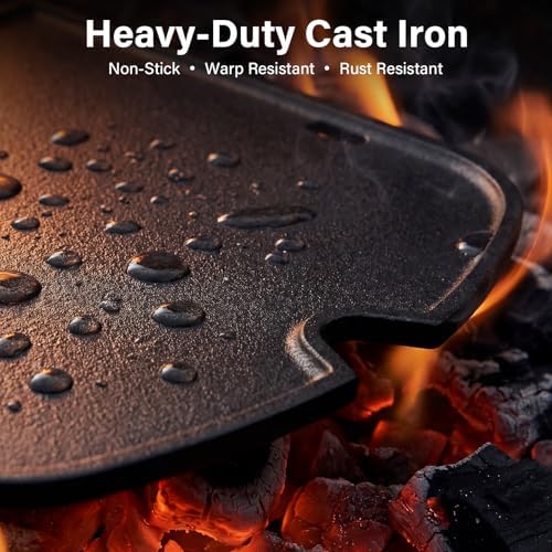 7034 Cast Iron Griddle - 13.5" x 12.4" for Weber Traveler Gas Grill with Grease Holes, Flat Top Insert Cooking Griddle for Traveler Model 9010001 9011701 1501740 1501741 and More - Image 3