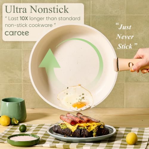 CAROTE 19pcs Pots and Pans Set Non Stick, Detachable Handle Cookware, Green - Image 3