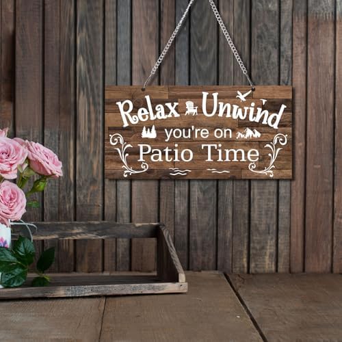 Hotop Metal Patio Sign Vintage Wall Decor for Outdoor, 12 x 6", Brown - Image 5