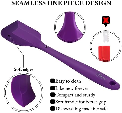 HOTEC BPA-Free Silicone Rubber Spatula Set, Purple, Set of 5 - Image 5