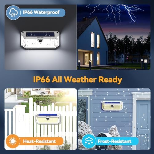 TECKNET 416 LED Solar Lights Outdoor Motion Sensor Waterproof 4200lm,2 Pack - Image 5