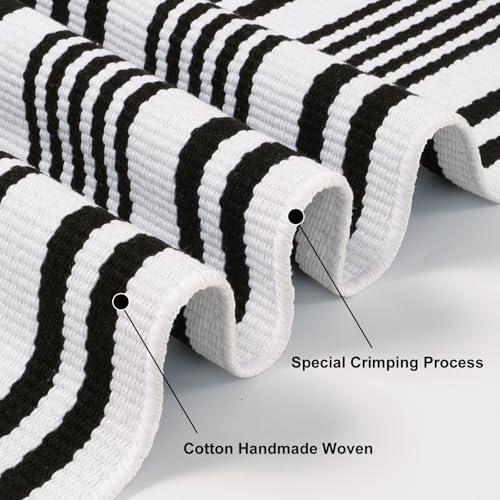 Fall Front Door Mat 3'x5', Cotton Woven Washable Striped Outdoor Rug - Image 4