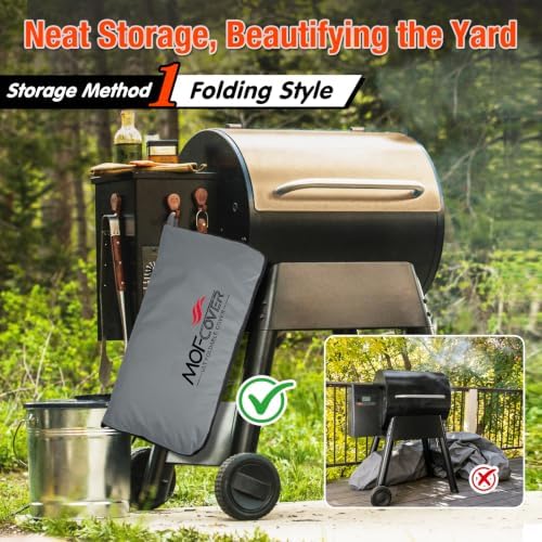 Foldable Grill Cover for Pit Boss Austin XL/Rancher XL, Waterproof 600D Heavy Duty Wood Pellet Smoker Cover, Fade＆Tear Resistant Pellet Grill Cover for 1000S/1100 Pro,Gray - Image 2