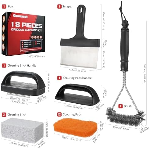 Griddle Cleaning Kit for Blackstone, Scraper, Scour Pads, Grill Brush 18Pcs - Image 2