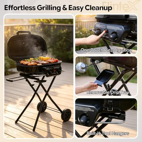 Flintex Portable Propane Gas Grill For Camping, 2-Burner Grill, 340 sq.in. - Image 4
