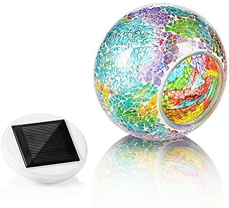 WSgift Color Changing Solar Powered Glass Mosaic Ball Led Garden Lights, Rechargeable Solar Table Lights, Outdoor Waterproof Solar Night Lights Table Lamps for Decorations, Ideal Gifts - Image 3