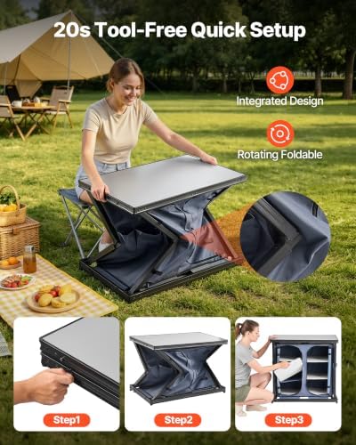 VEVOR Folding Camping Storage Cabinet, Outdoor Portable Lightweight Table - Image 4