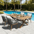 LayinSun 5 Pieces Outdoor Patio Dining Set, Aluminium Rectangular Dining Table and Wicker Rattan Chairs Set for Outside Backyard, Poolside by LayinSun