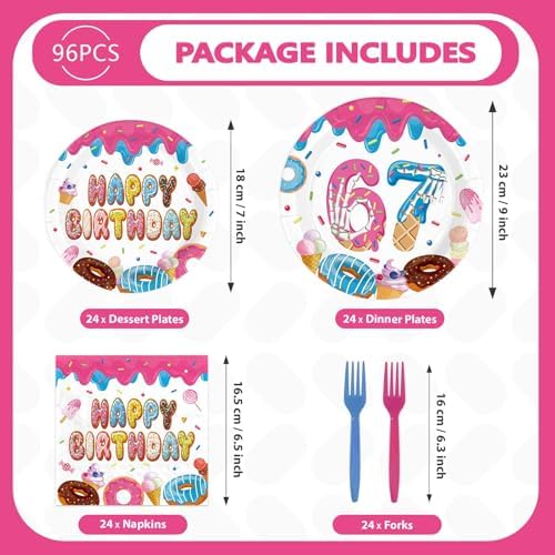96Pcs Summer Ice Cream Birthday Party Decorations for Girls, Serves 24 - Image 2