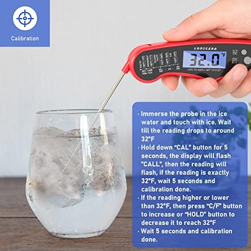 LONICERA Digital Meat Thermometer, 1-4 s Instant Read, Foldable Probe, Red - Image 5