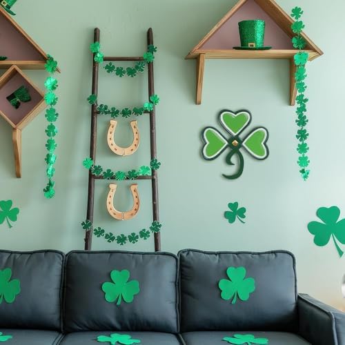 YEAHOME St Patricks Day Shamrock Wall Decorations, 11'' Metal Clover Wall Art Decor, Lucky Shamrock Yard Garden Decor Hanging for Home Front Door, Kitchen, Bathroom, Bedroom, Indoor & Outdoor - Image 5