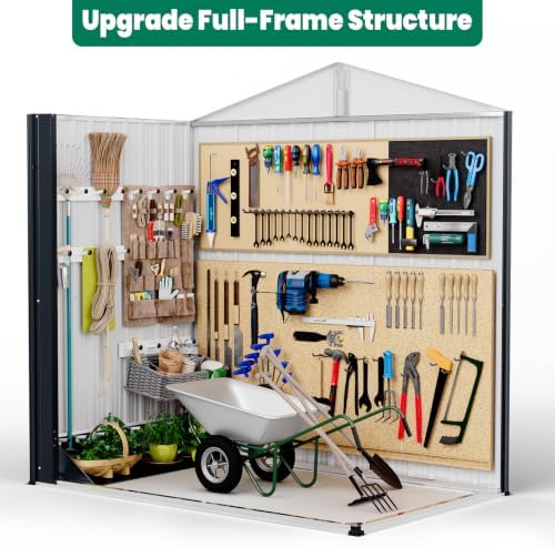 6x4 FT Outdoor Storage Shed, Weatherproof Garden Shed with Lockable Double Doors, Sloped Roof & Ventilation for Backyard, Patio, Poolside - Image 6